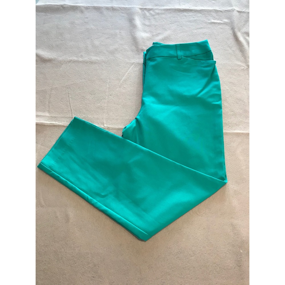 Liz Claiborne Womens Green Straight Leg Dress Pants Size 10 Cotton Spandex